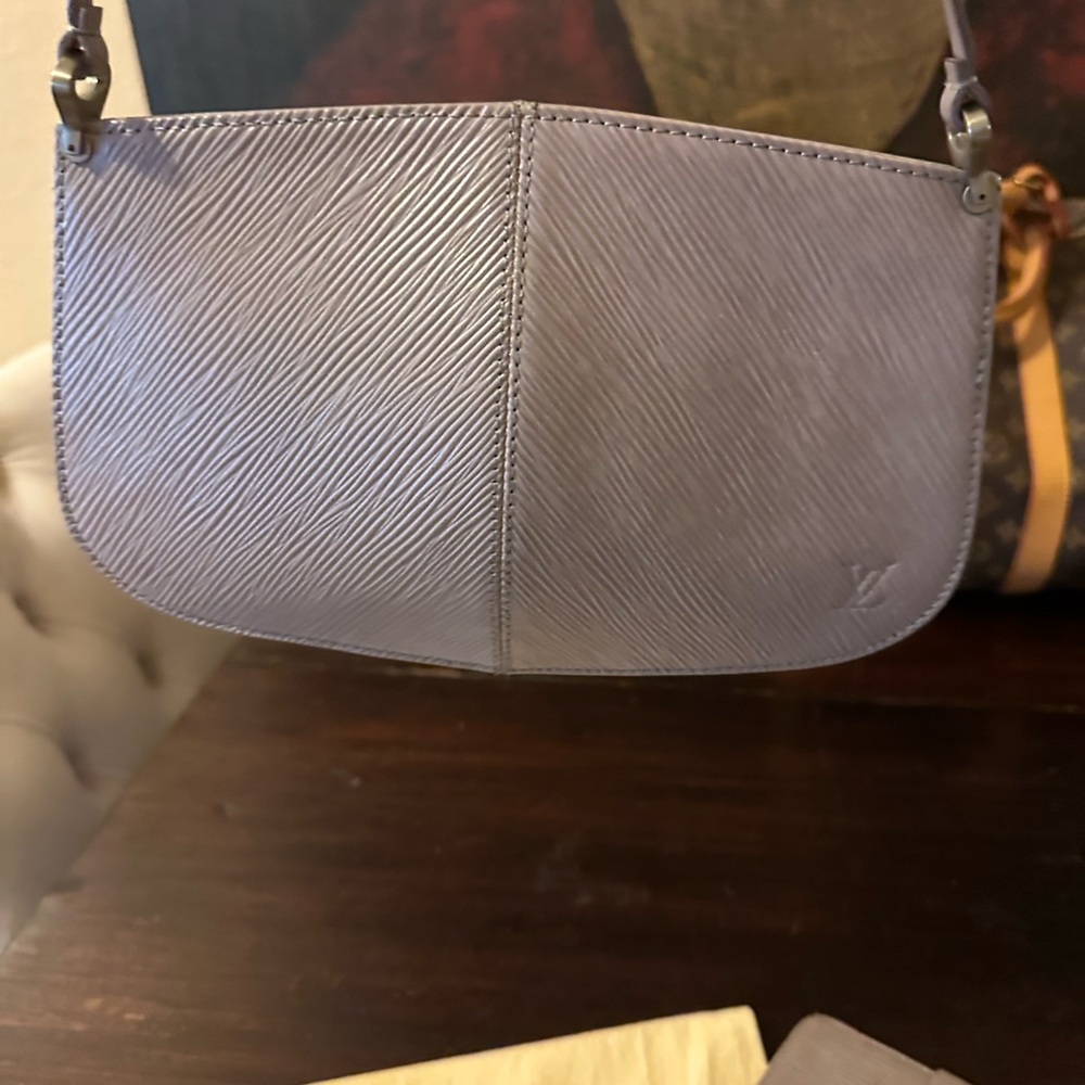 purplish Gray Epi Leather Demi lune pochette